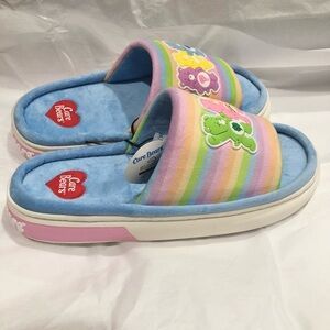 Care bears white blue plush platform indoor outdoor house‎ slippers size XL new